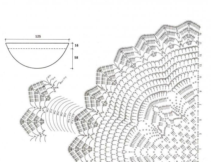 Openwork Shawl Crochet: ett diagram och en beskrivning för nybörjare