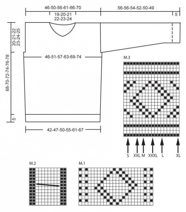 Intressanta herrtröja med sticknålar: diagram, foto, beskrivning