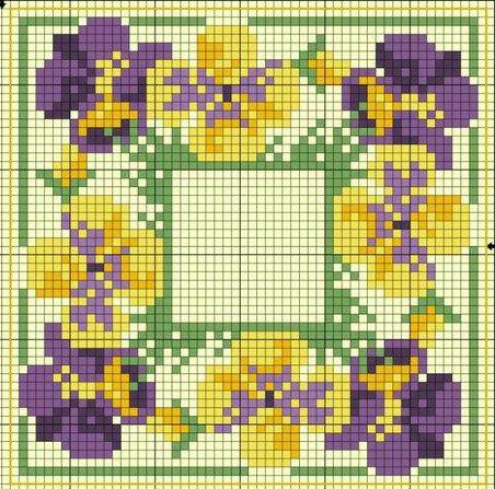 Välj ett vackert schema med broderi av en blomma med ett kors